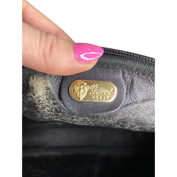 Vintage Gucci GG Black Canvas Crossbody NO STRAP With Zipper Closure & Gold-Tone - Picture 7 of 14